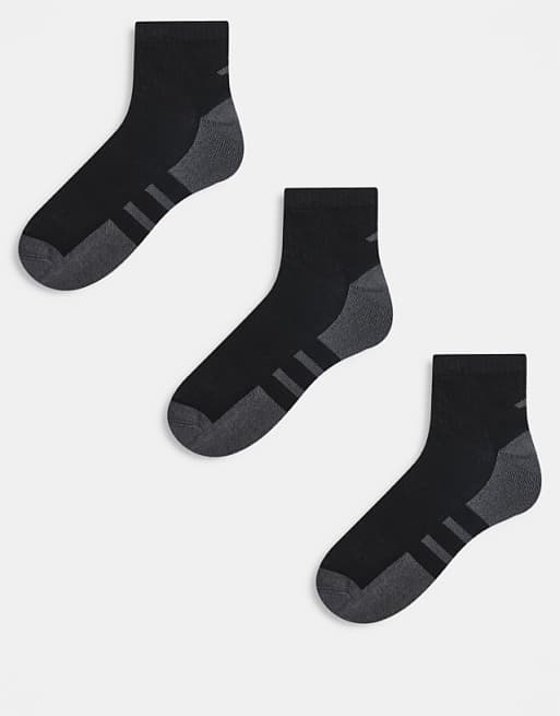 adidas Running Essentials ankle socks in black and grey 3 pack