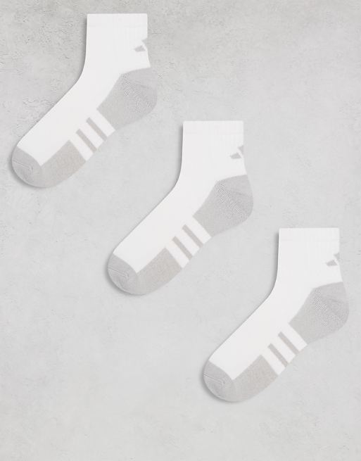 adidas Running Essentials ankle socks in white and grey 3 pack