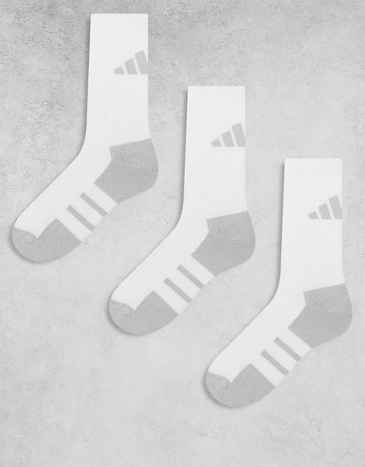 adidas Running essentials crew socks in white and grey 3 pack