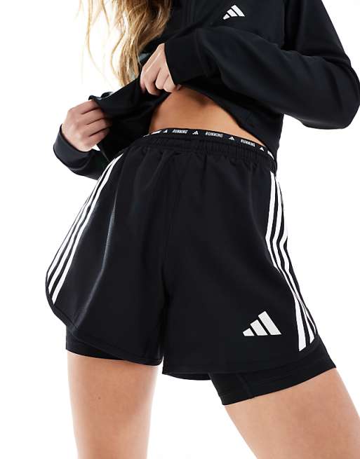 adidas Running Own The Run 2-in-1 shorts in black adidas Running Own The Run 2-in-1 shorts in black