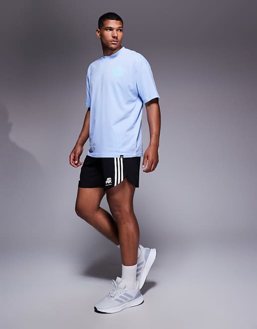 adidas Running Own The Run 3 stripe shorts in black