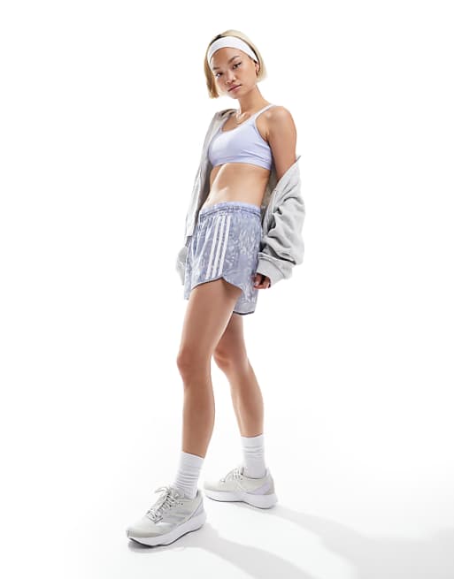 adidas Running Own The Run shorts in grey violet print
