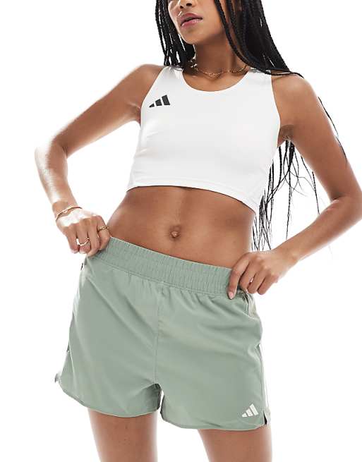 Adidas Running Own The Run Shorts In Silver Green