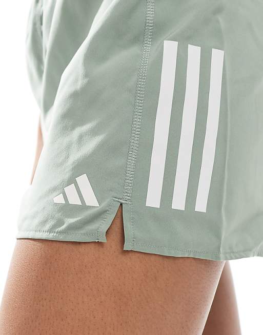 Adidas Running Own The Run Shorts In Silver Green