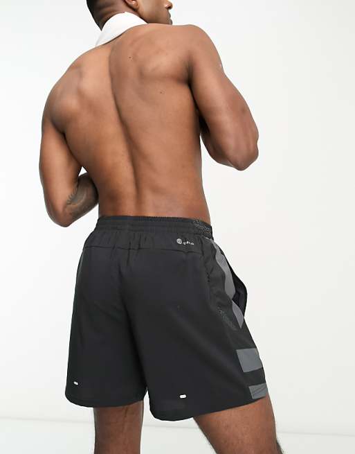 Adidas Running Own The Run Side Panel Abstract Print 5 Inch Shorts In Black
