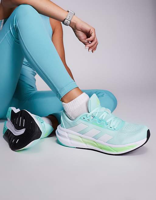 adidas Running Questar trainers 3 in mint and white