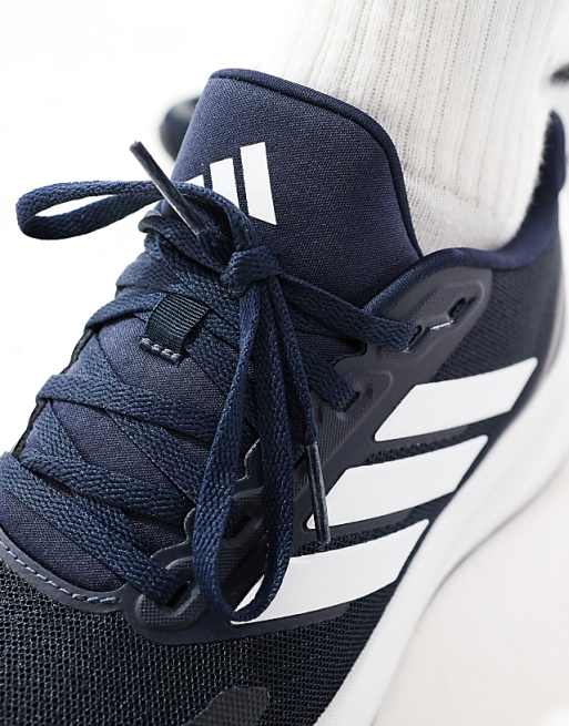 Adidas Running RunFalcon 5 Trainers In Navy Black And White