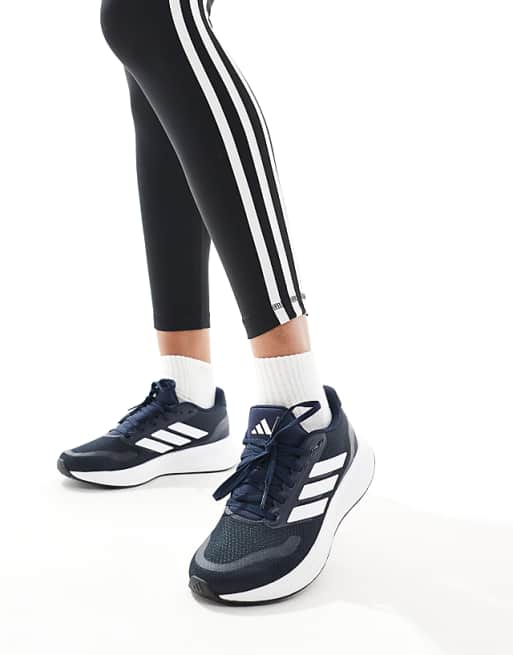 adidas Running RunFalcon 5 trainers in navy black and white