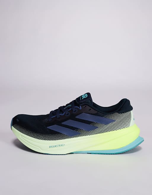 Adidas Running Supernova Rise 2 Trainers In Black And Lime