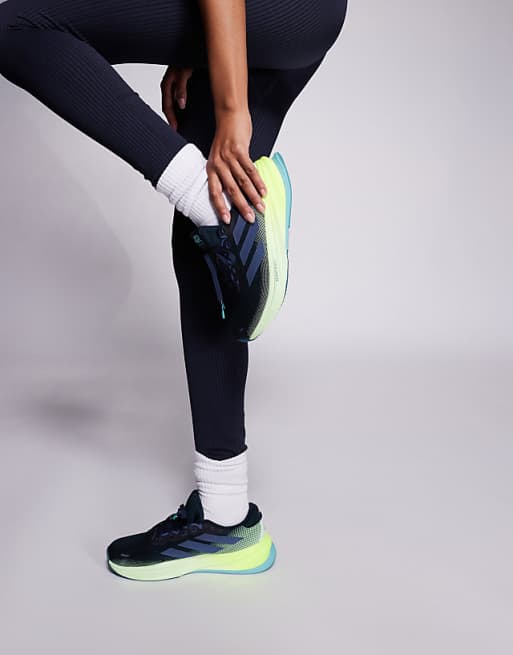 Adidas Running Supernova Rise 2 Trainers In Black And Lime