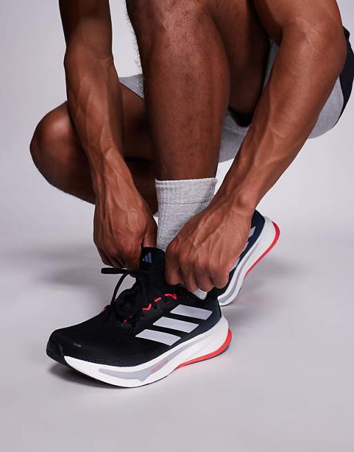 adidas Running Supernova Rise 2 trainers in black grey and red