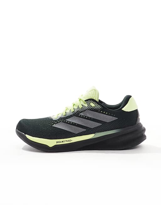 Adidas Running Supernova Stride 2 In Black And Lime