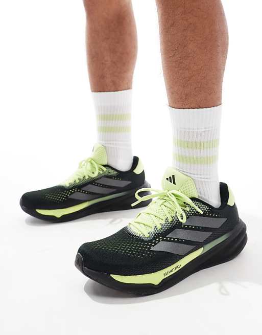 Adidas Running Supernova Stride 2 In Black And Lime