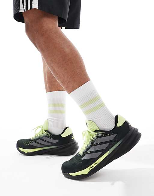 adidas Running Supernova Stride 2 in black and lime