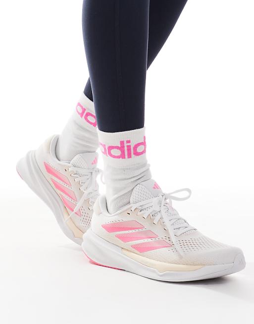 Adidas Running Supernova Stride 2 In White Peach And Pink