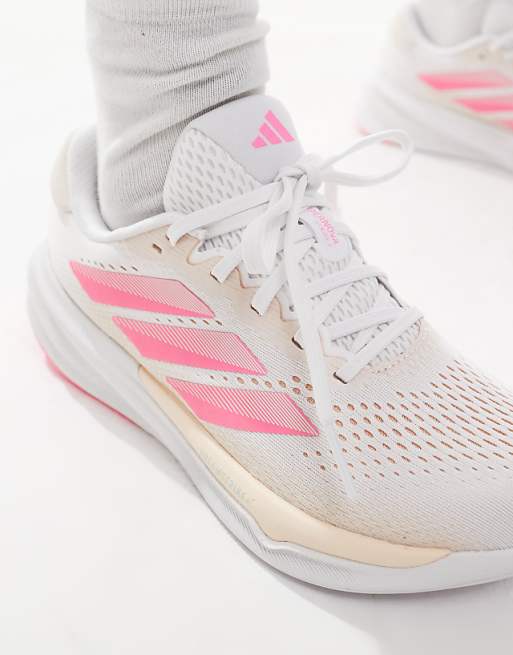 Adidas Running Supernova Stride 2 In White Peach And Pink