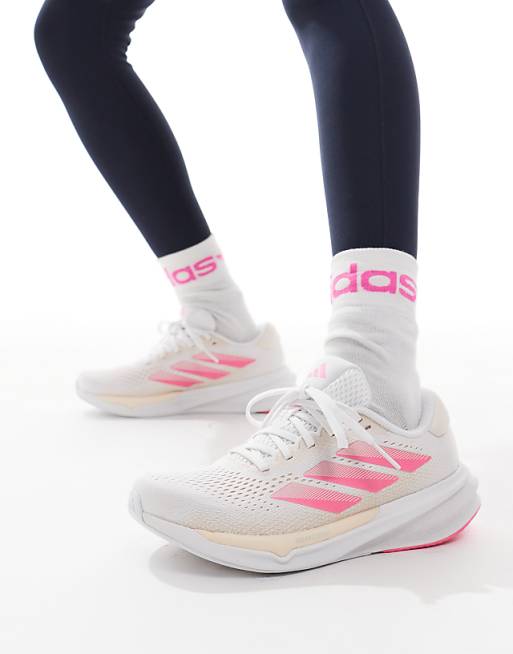 adidas Running Supernova Stride 2 in white peach and pink