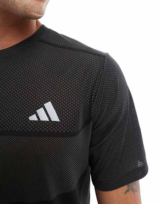 Adidas Running T-shirt In Grey And Black Colourblock
