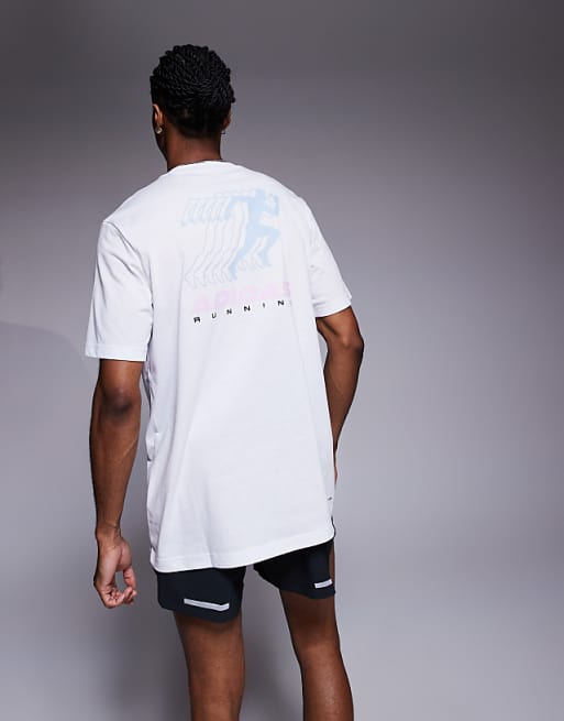 Adidas Running T-shirt With Retro Back Print In White