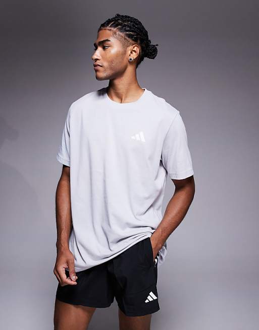 Adidas Running T-shirt With Sun Back Print In Off Grey