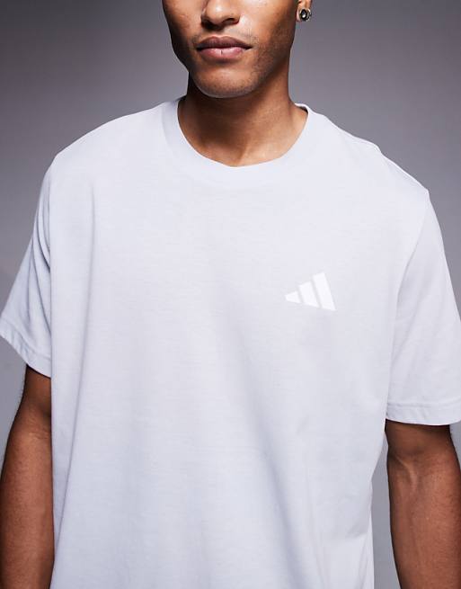 Adidas Running T-shirt With Sun Back Print In Off Grey