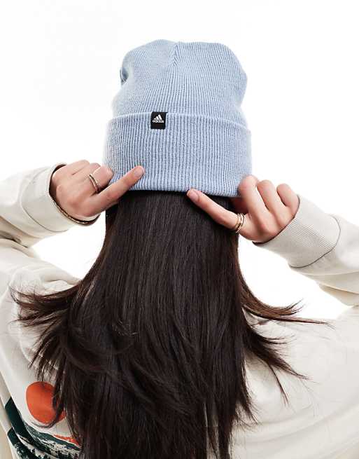 Adidas Training 3 Stripe Beanie In Blue