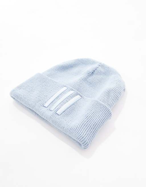 Adidas Training 3 Stripe Beanie In Blue
