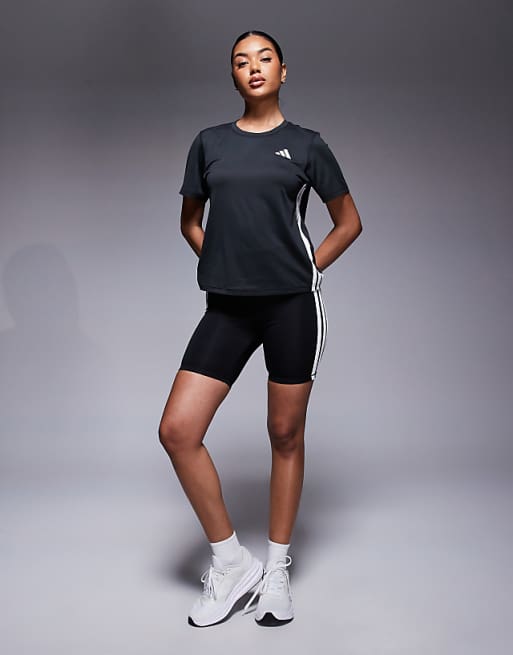 Adidas Training 3 Stripe T-shirt In Black