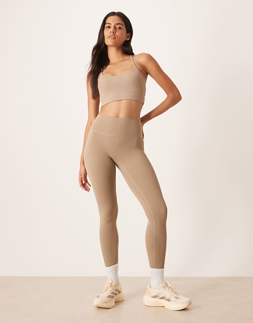 adidas Training All Me 7/8 leggings in chalky brown