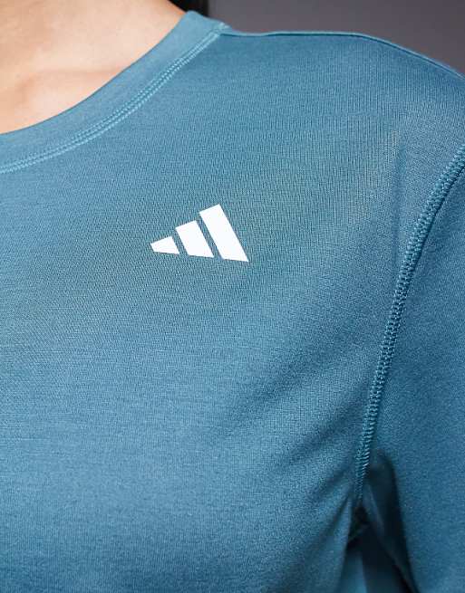 Adidas Training Boxy Cropped T-shirt In Teal