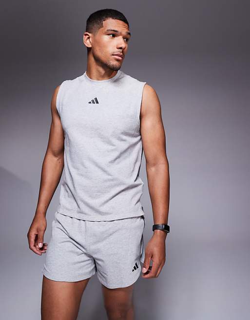 Adidas Training D4T Sleeveless T-shirt In Grey Heather
