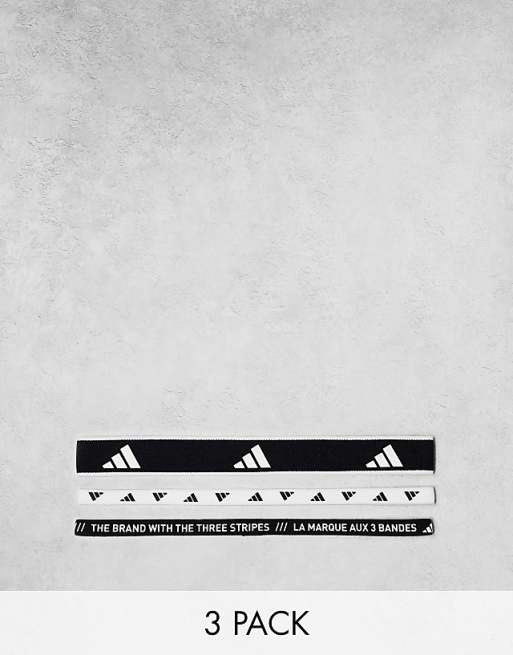 adidas Training elastic headband 3 pack in mono