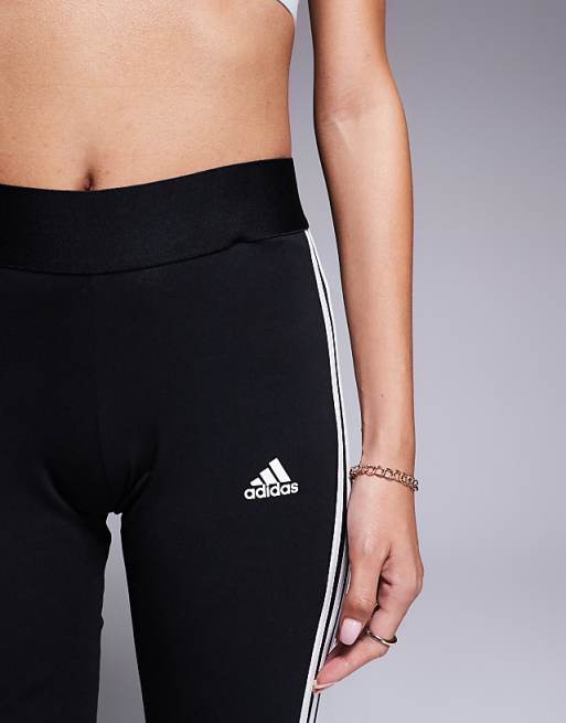 Adidas Training Essential 3 Stripe Leggings In Black