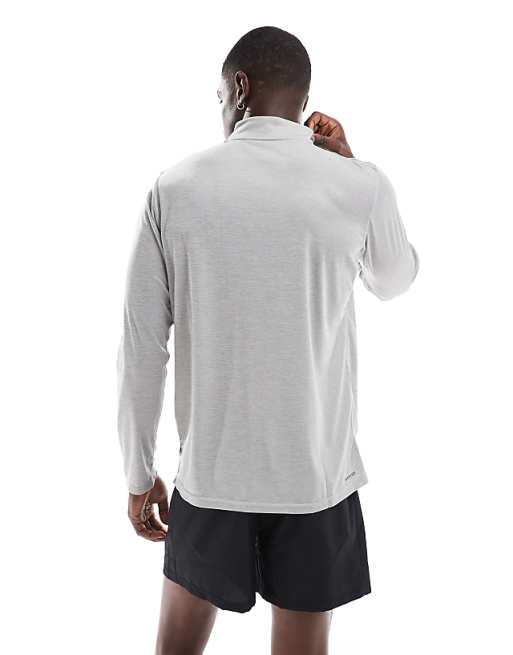 Adidas Training Essentials 1/4 Zip Top In Grey