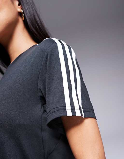 Adidas Training Essentials 3 Stripe T-shirt In Black