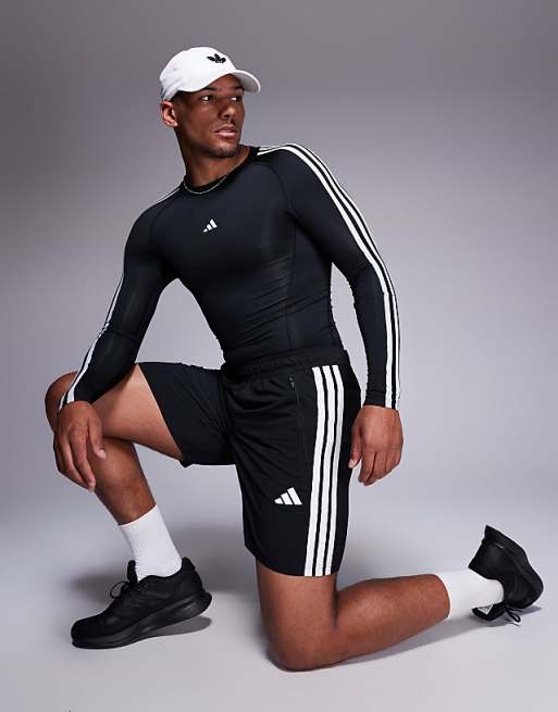 Adidas Training Essentials 3 Stripe Woven Shorts In Black