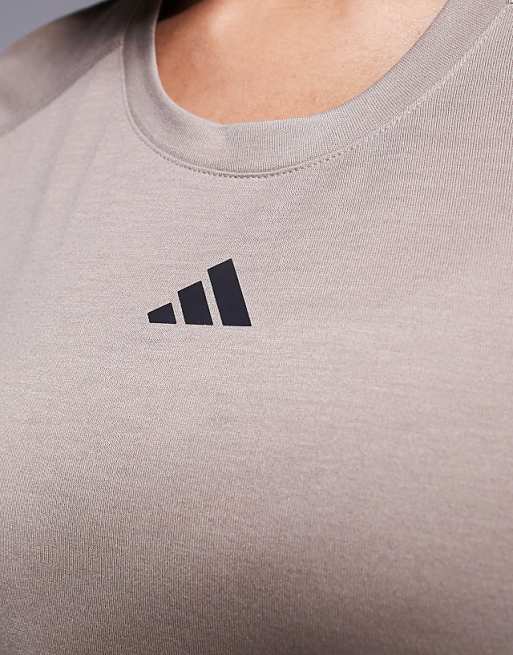 Adidas Training Essentials Crew T-shirt In Chalky Brown
