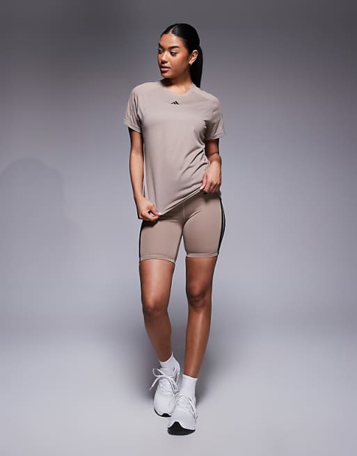 Adidas Training Essentials Crew T-shirt In Chalky Brown