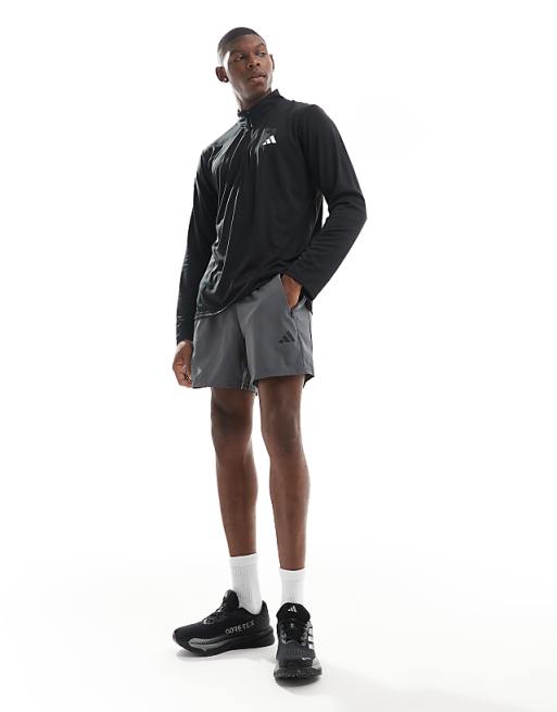 Adidas Training Essentials Half Zip T-shirt In Black