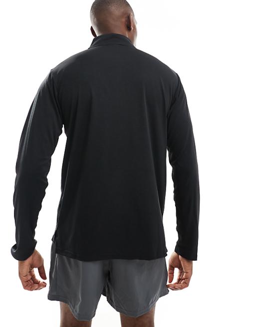 Adidas Training Essentials Half Zip T-shirt In Black