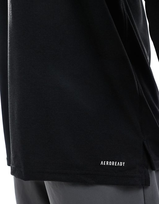 Adidas Training Essentials Half Zip T-shirt In Black
