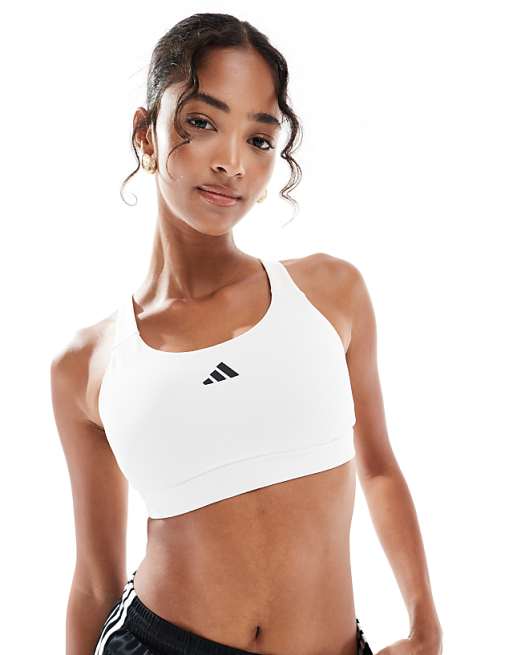 adidas Training essentials high support sports bra in white