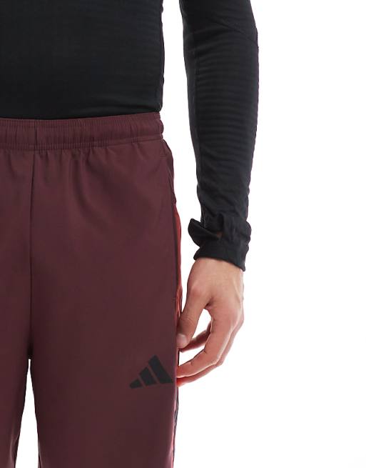 Adidas Training Essentials Shorts With 3 Stripe In Burgundy