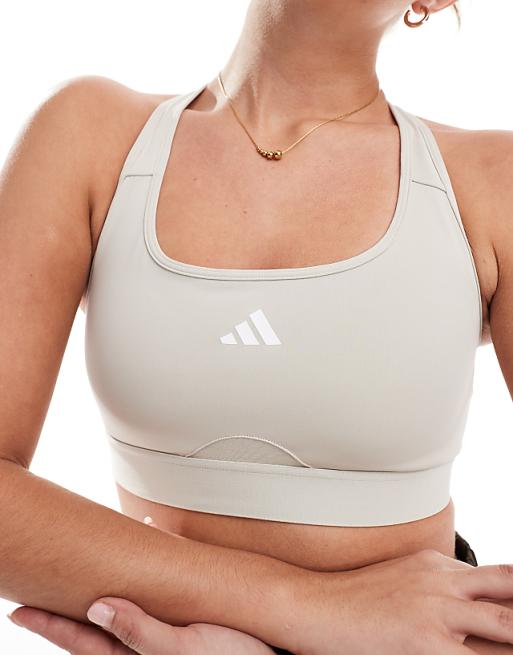 Adidas Training Essentials Sports Bra In Stone