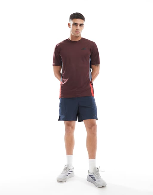 Adidas Training Essentials T-shirt With 3 Stripe In Burgundy