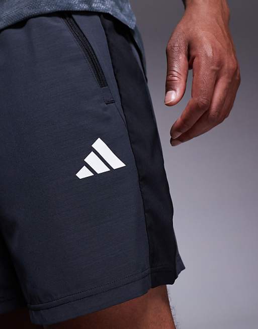 Adidas Training Essentials Woven Shorts In Black Melange