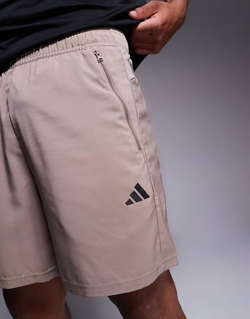 Adidas Training Essentials Woven Shorts In Chalky Brown