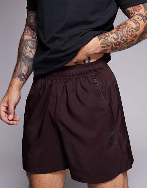 Adidas Training Essentials Woven Shorts In Dark Brown