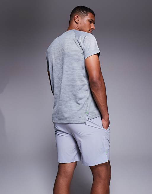 Adidas Training Gym+ 3 Stripe Shorts In Grey And Green Pop
