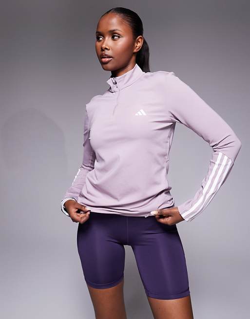 adidas Training Hyperglam 1/4 zip in purple